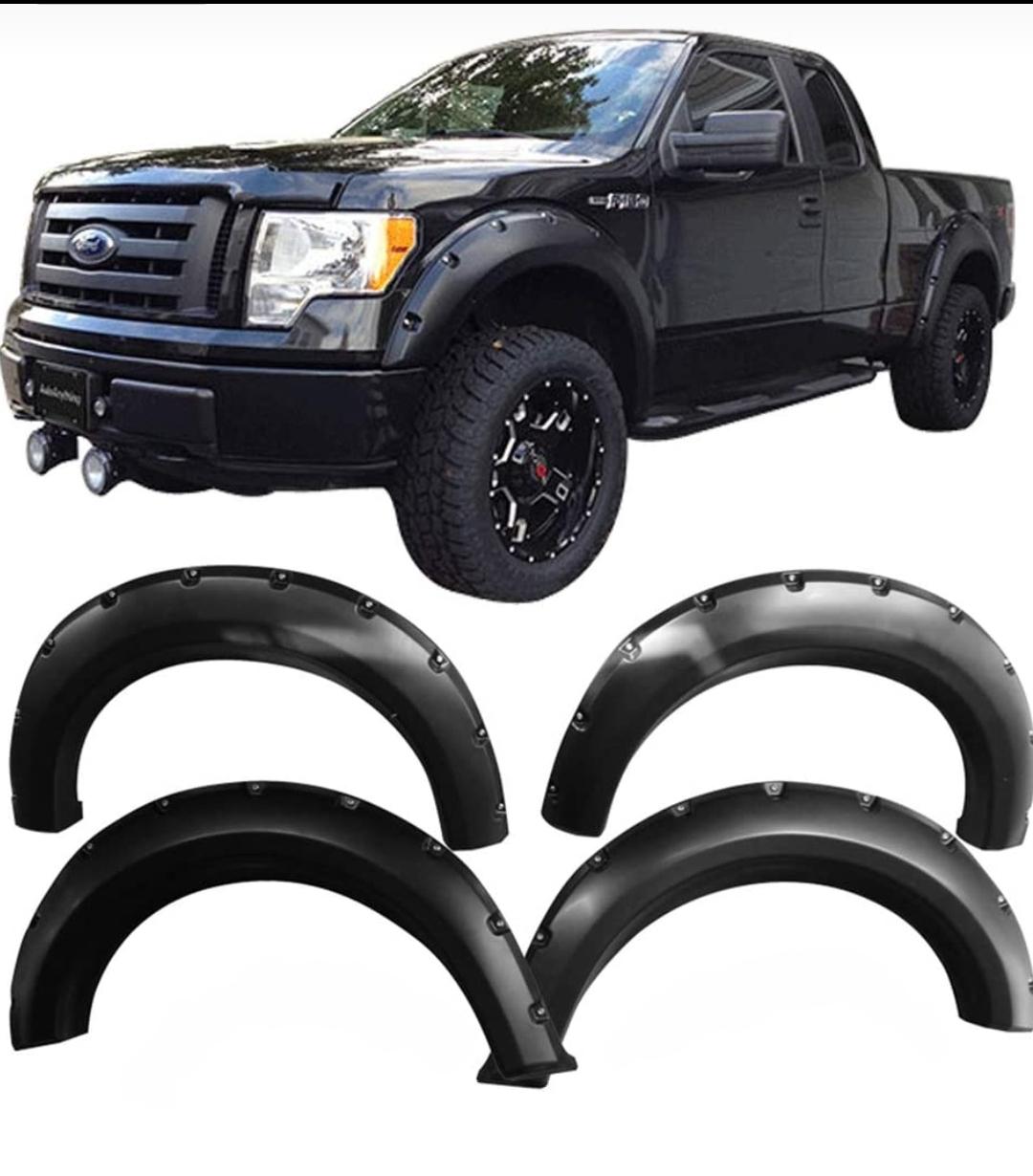 thumbnail image 2 of Transmotor Pocket Rivet Style Fender Flares – Matte Black – Fits 2009-2014 Ford F-150 (OEM Replacements 9L3Z16038A) 2 of 5